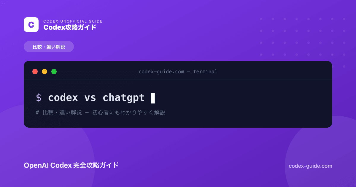 Codex と ChatGPT通常チャットの違い｜同じアカウントなのに何が違う？【完全解説】