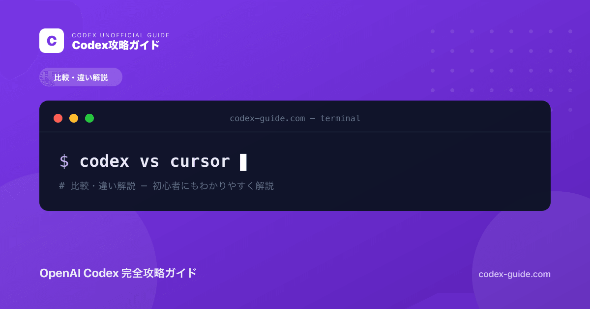 Codex vs Cursor 完全比較｜エディタ派と拡張派どっちが自分に合う？【2026年版】