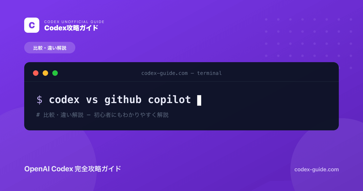 Codex vs GitHub Copilot 完全比較｜2026年・どっちが買い？目的別おすすめを解説